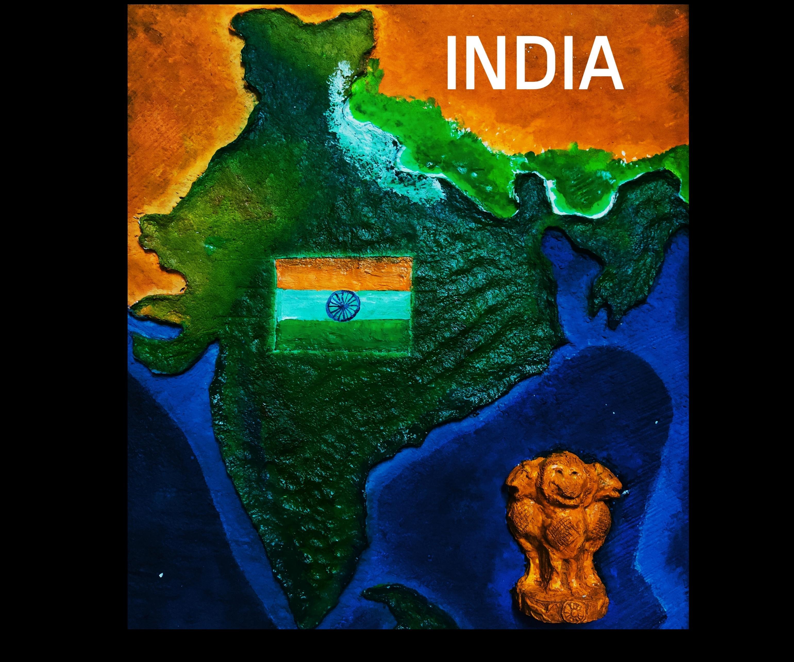 Map of India With Paper Mache