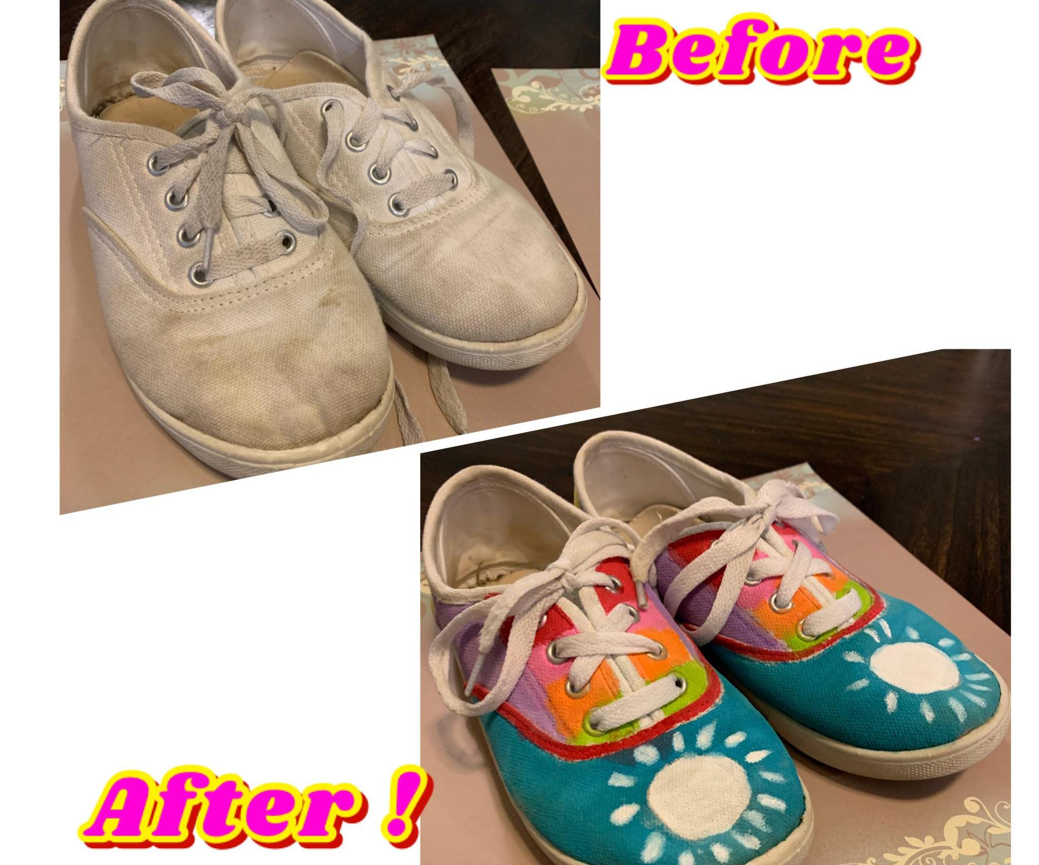 Happy Painted Kids Canvas Shoes, Sunny Rainbow Design