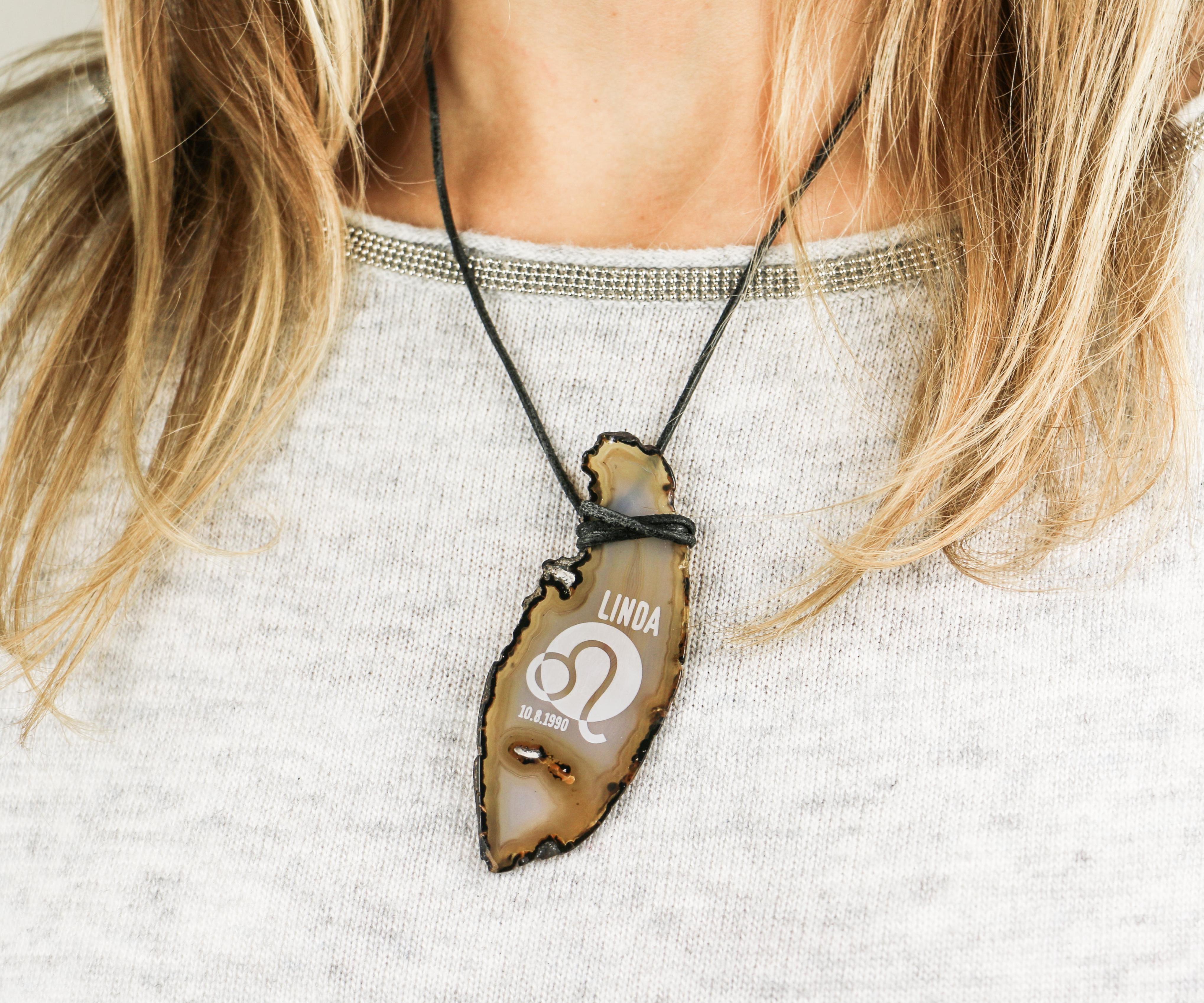 Laser Engraved Agate Pendant