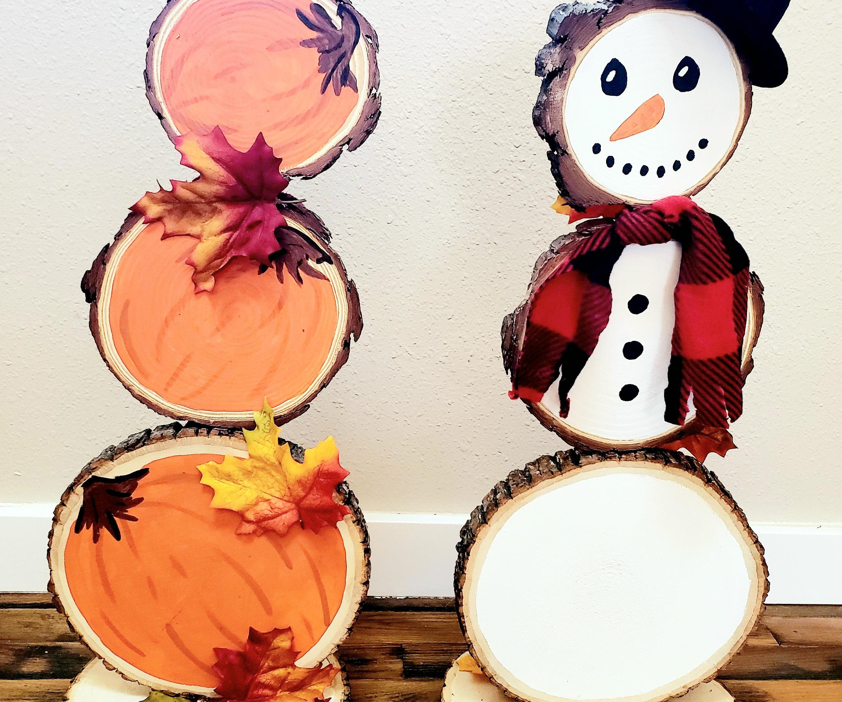 Dual-Sided Pumpkin/Snowman Decoration