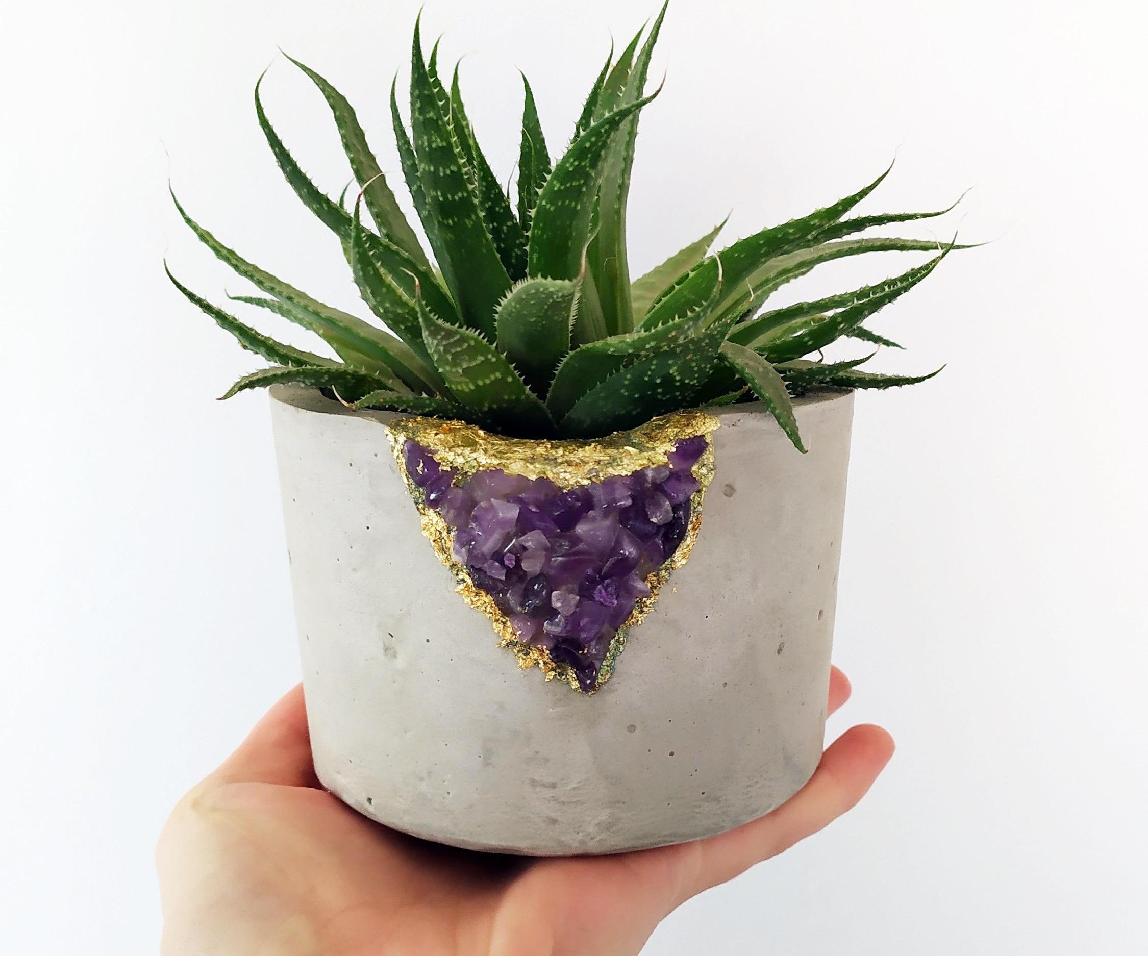 How to Make an Amethyst Geode Plaster Planter