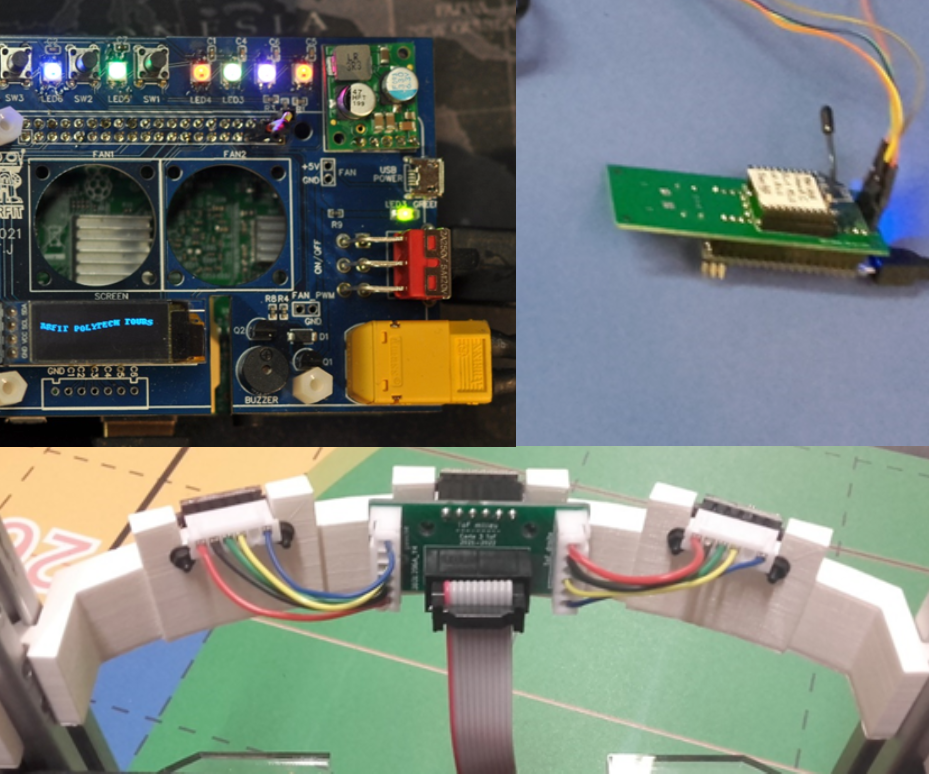 Raspberry Power Supply Board, ToF Sensors Management Board, and X-bee Remote Control Board (Made by a French Robotics Club)