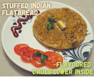 Indian Flatbread Stuffed With Flavored Cauliflower Mix