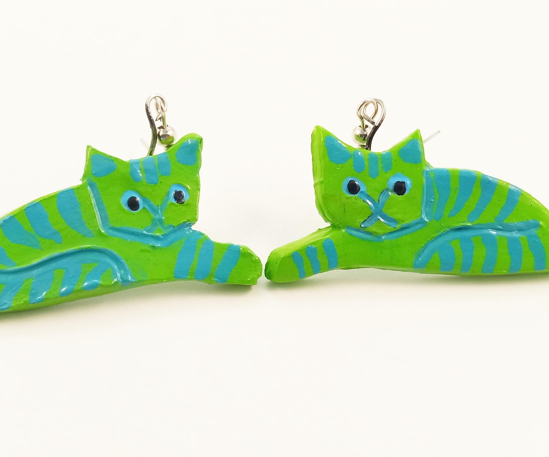 1980's Crazy Cat Earrings
