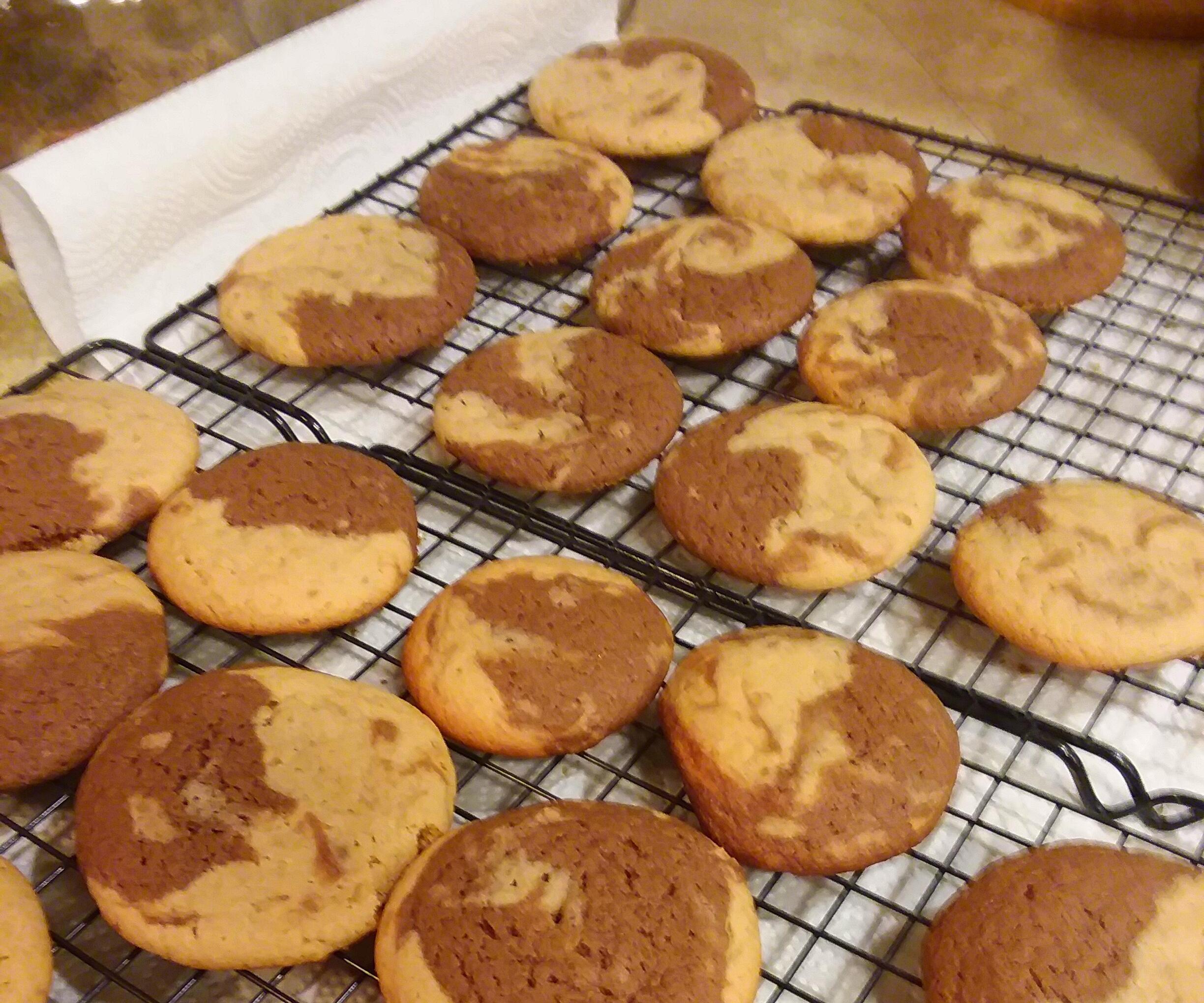 Piebald Cookies-- How to Make Chocolate and Peanut Butter Marble Cookies