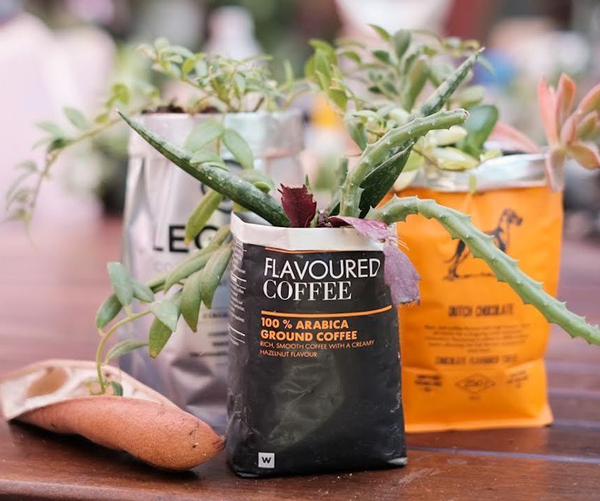 Recycle Coffee Bags Into ....table Decor...gifts... Place Markers at Events... 