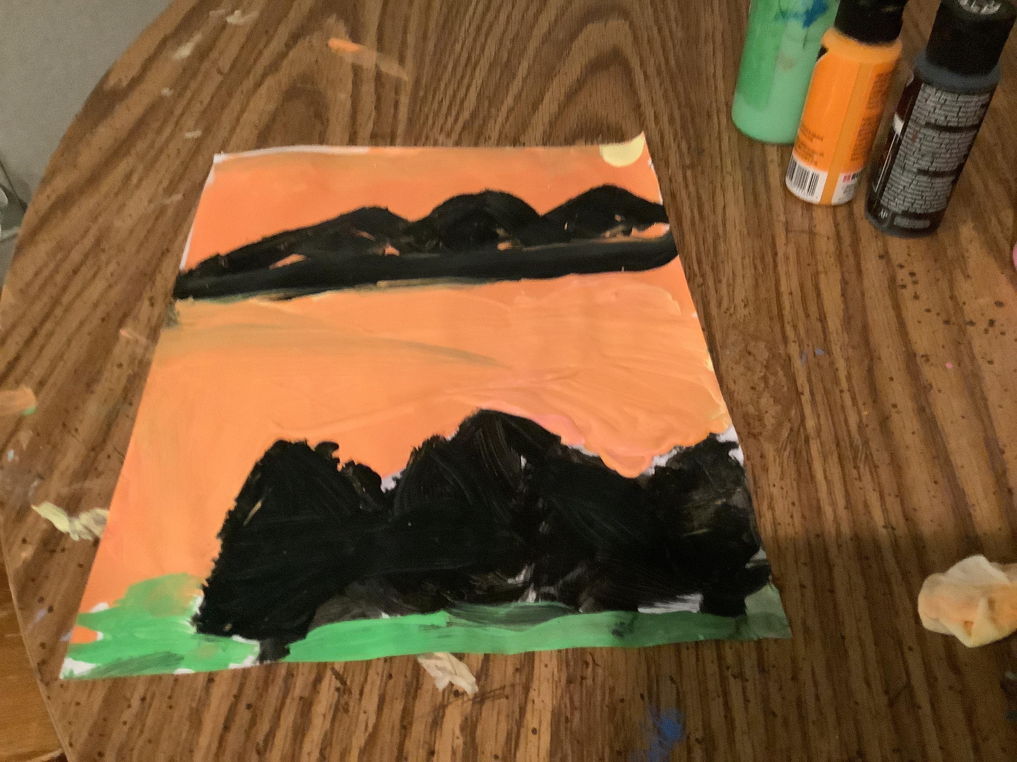 Bob Ros Type Sun Set Painting 