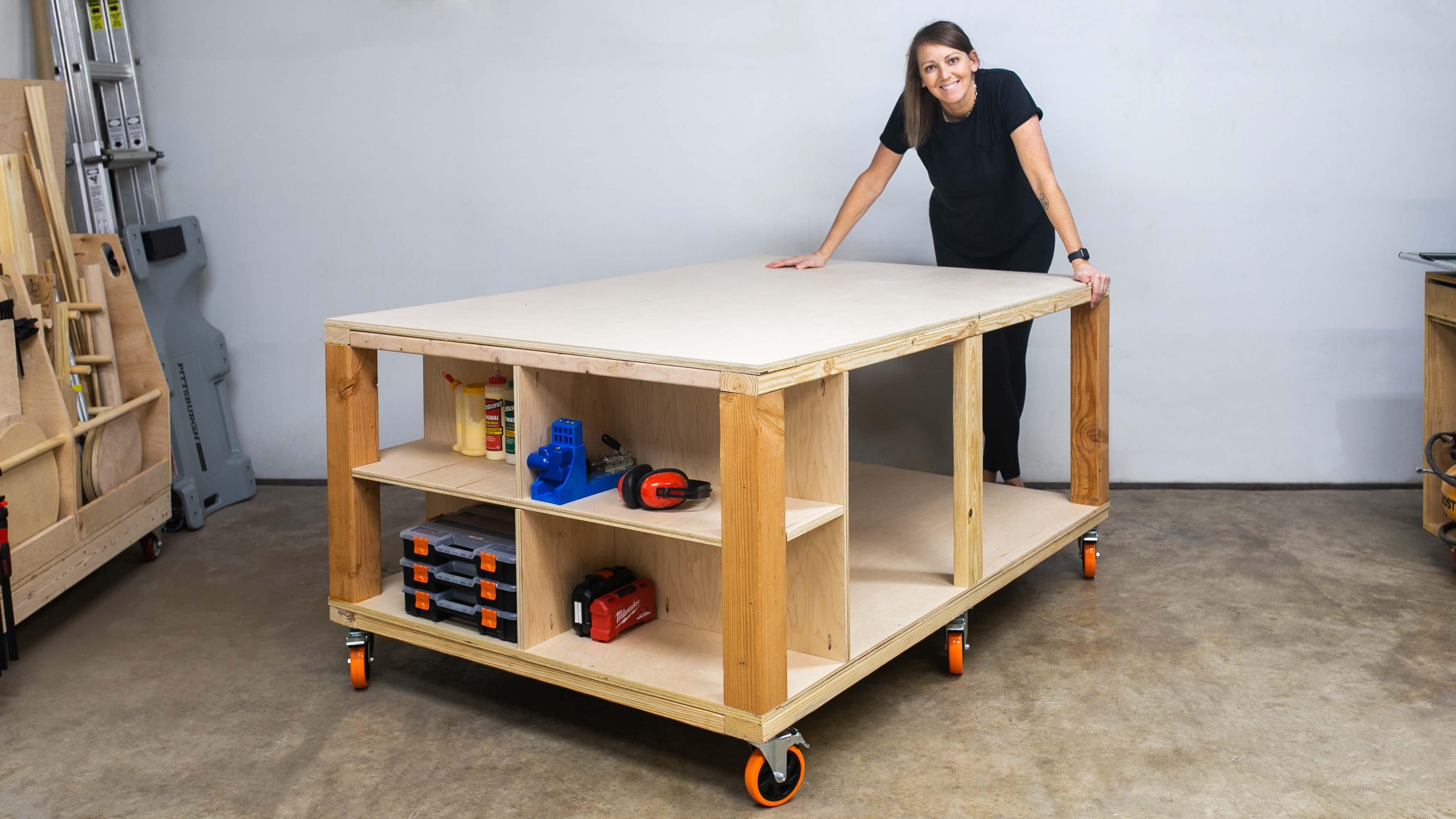 EASY DIY Workbench! Mobile With Storage