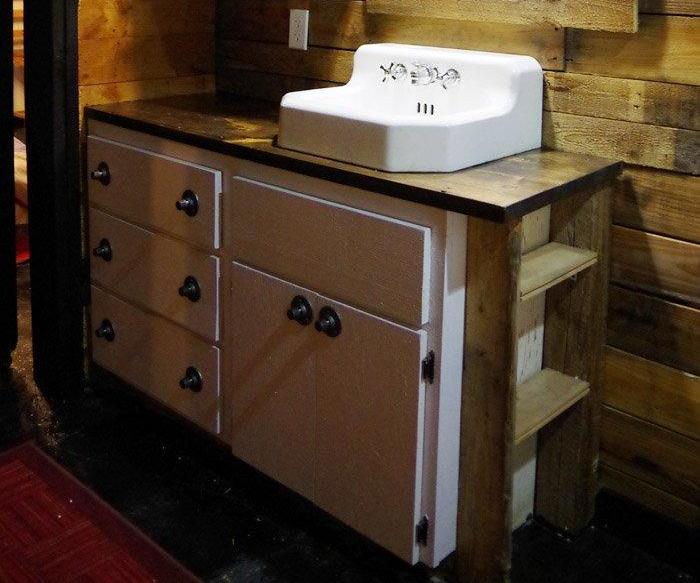 Painting Bathroom Cabinets and Pipe Hardware!