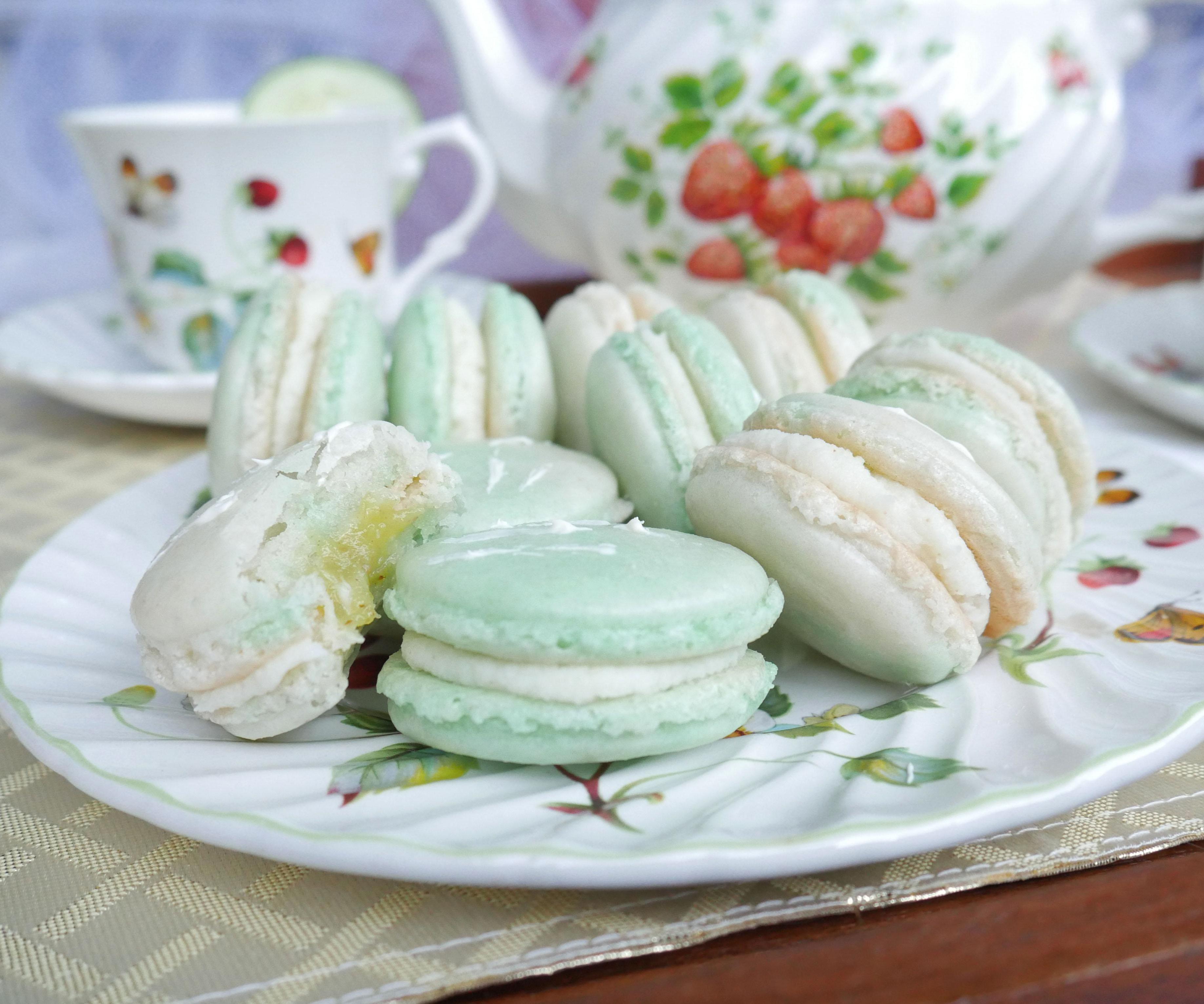 Ginger Ganache Macarons With Cucumber Lemon Curd