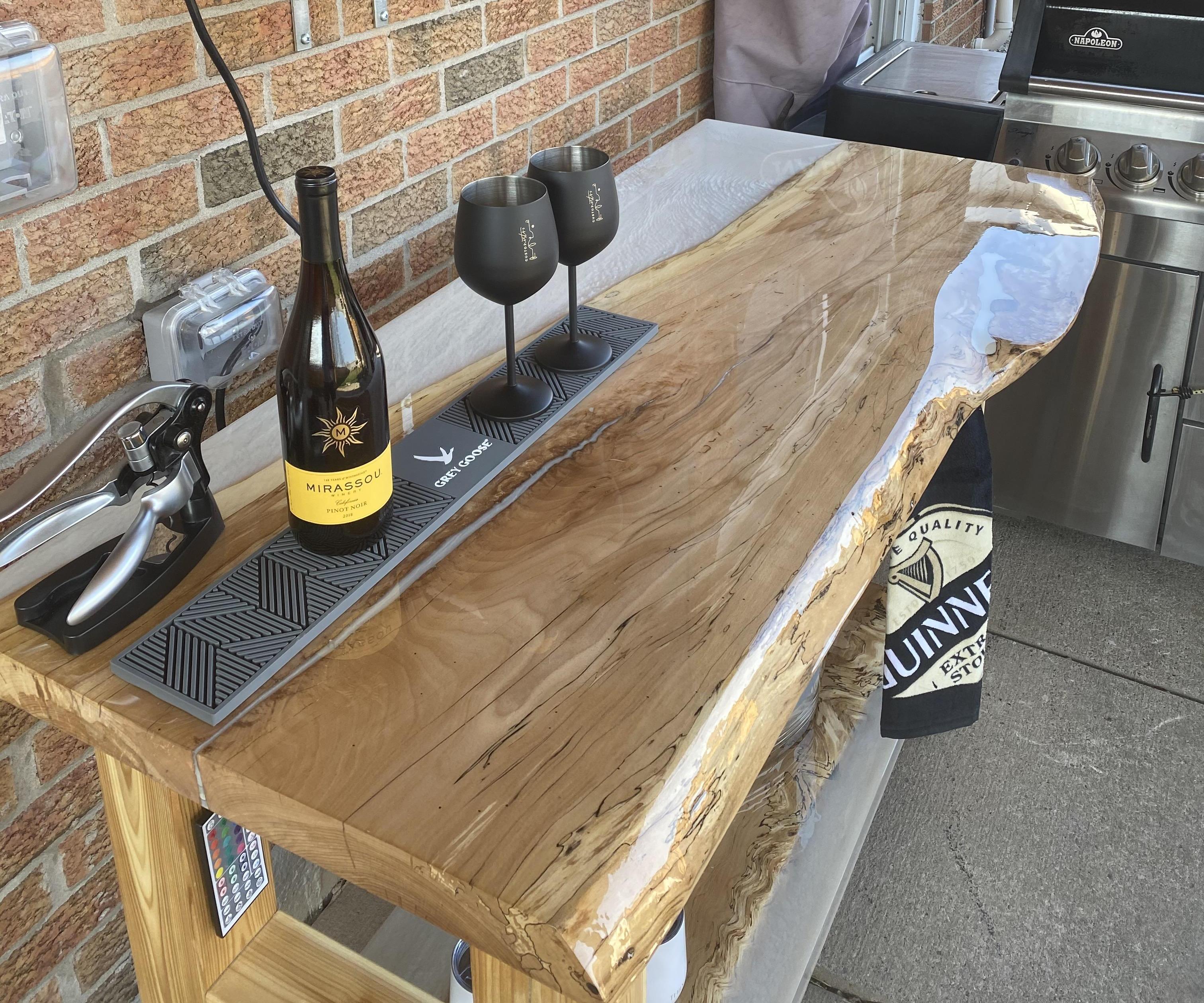 Live Edge Epoxy Resin Custom Outdoor Bar Table