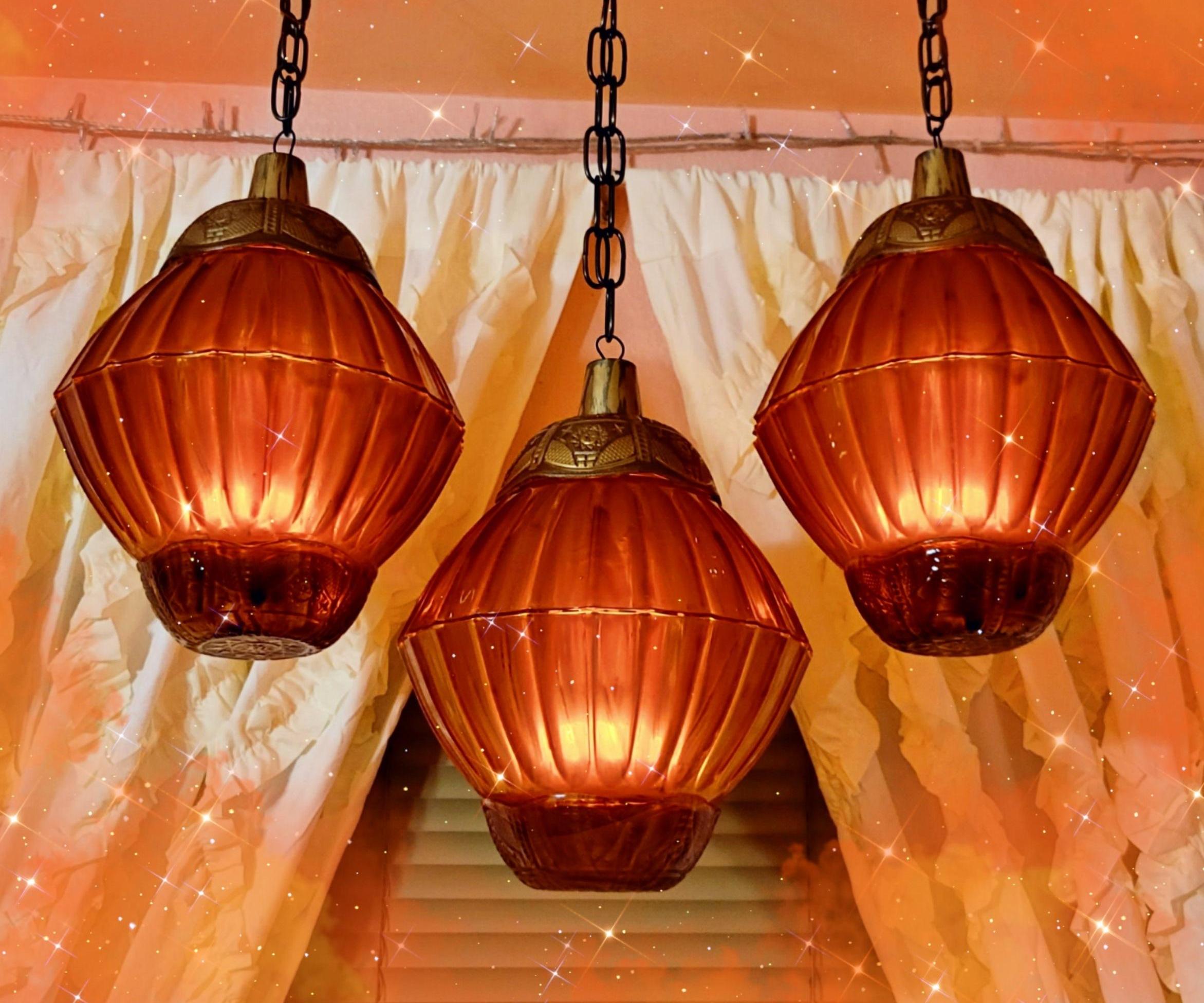 Dollar Tree Amber/Orange Pendant Lights