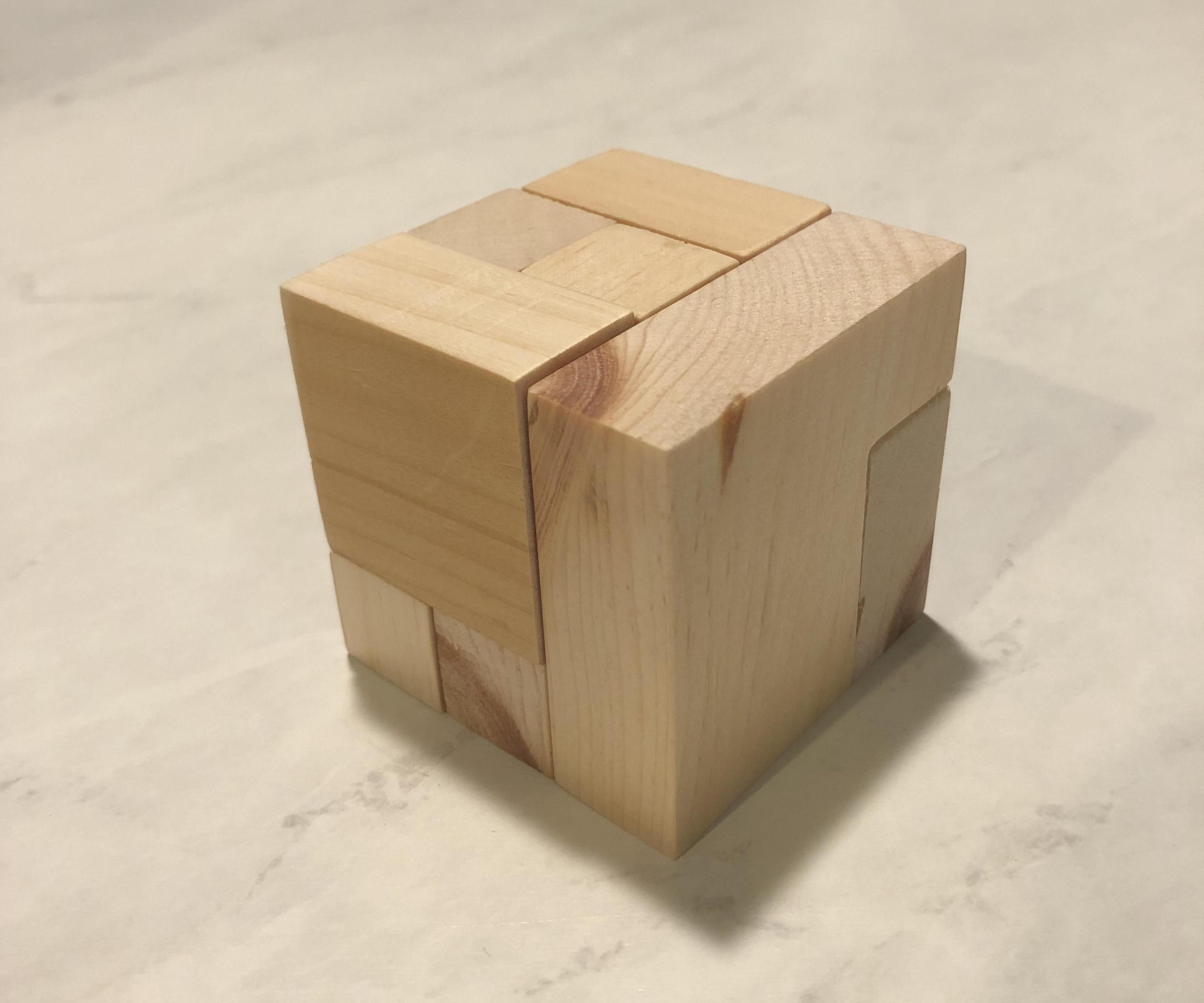 Cube Puzzle Made of Wood
