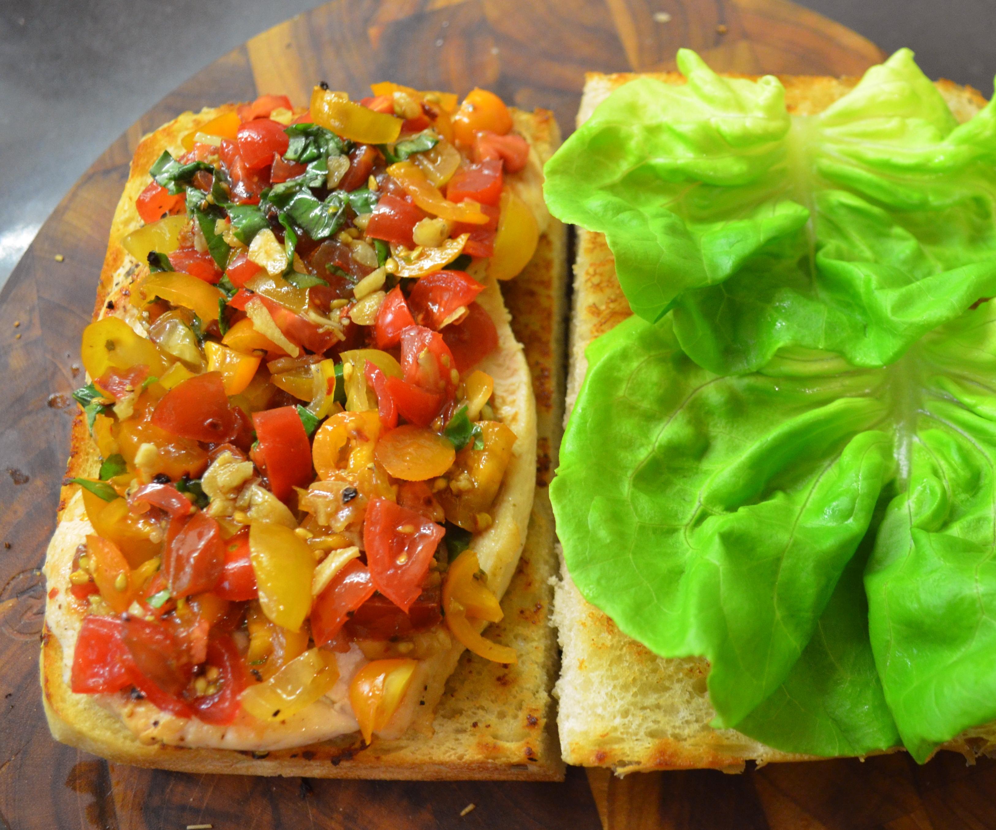 Sandwich: Chicken & Bruschetta on Focaccia 