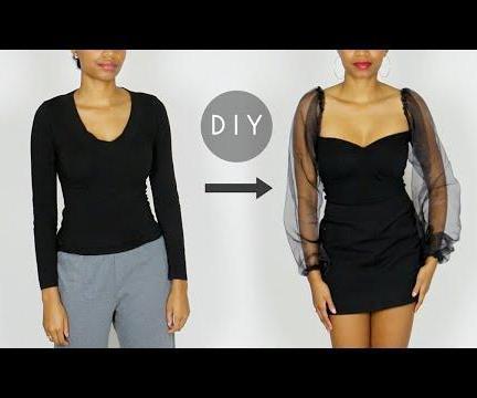 DIY Sheer Puff Sleeves Sweetheart Top (Easy Sewing!)