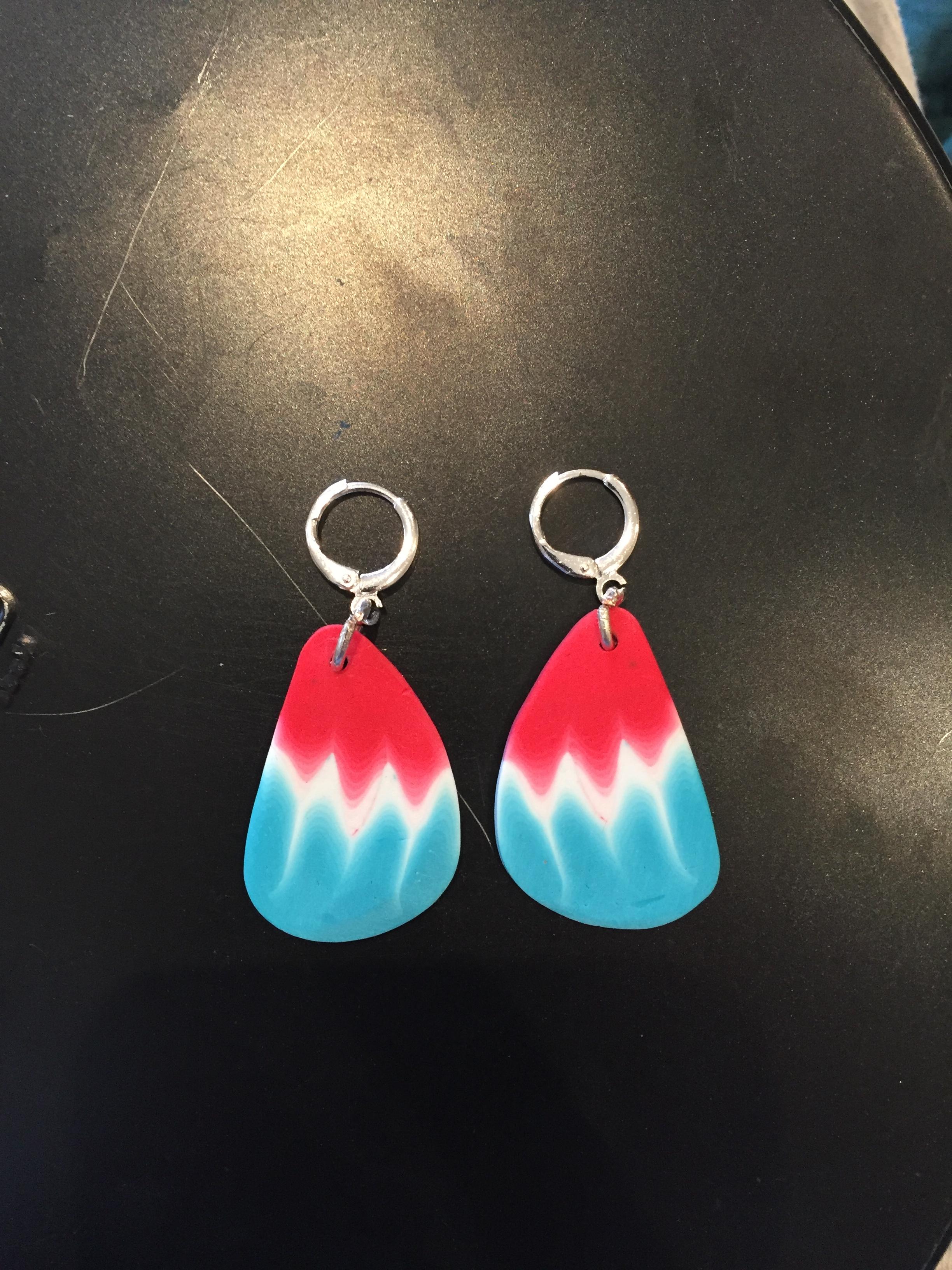Tie Dye Earrings in Polymer Clay