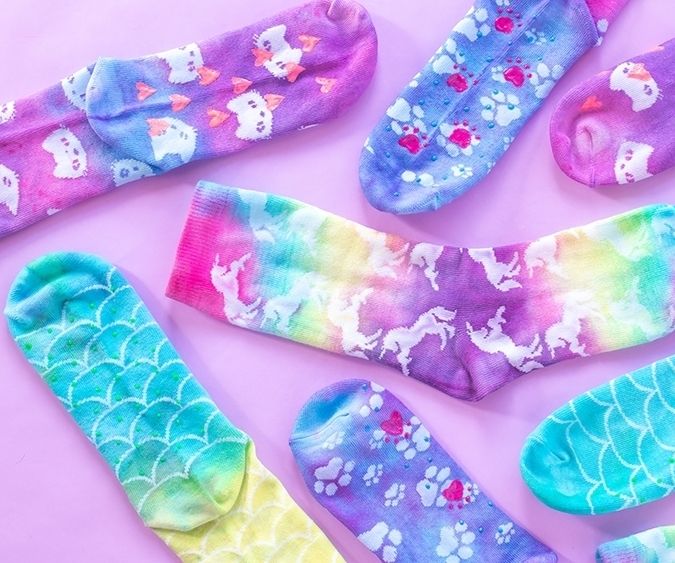 Colorful Neon Tie-Dye Grip Socks