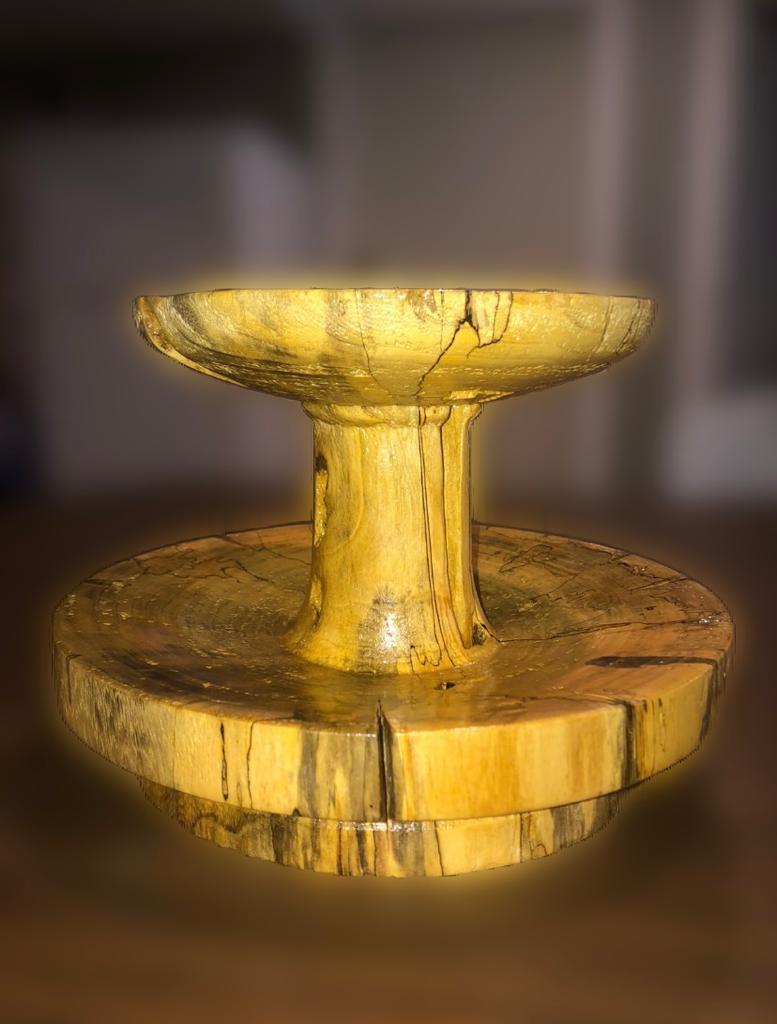 Wood Turned Tiered Platter From Reclaimed Rotten Log