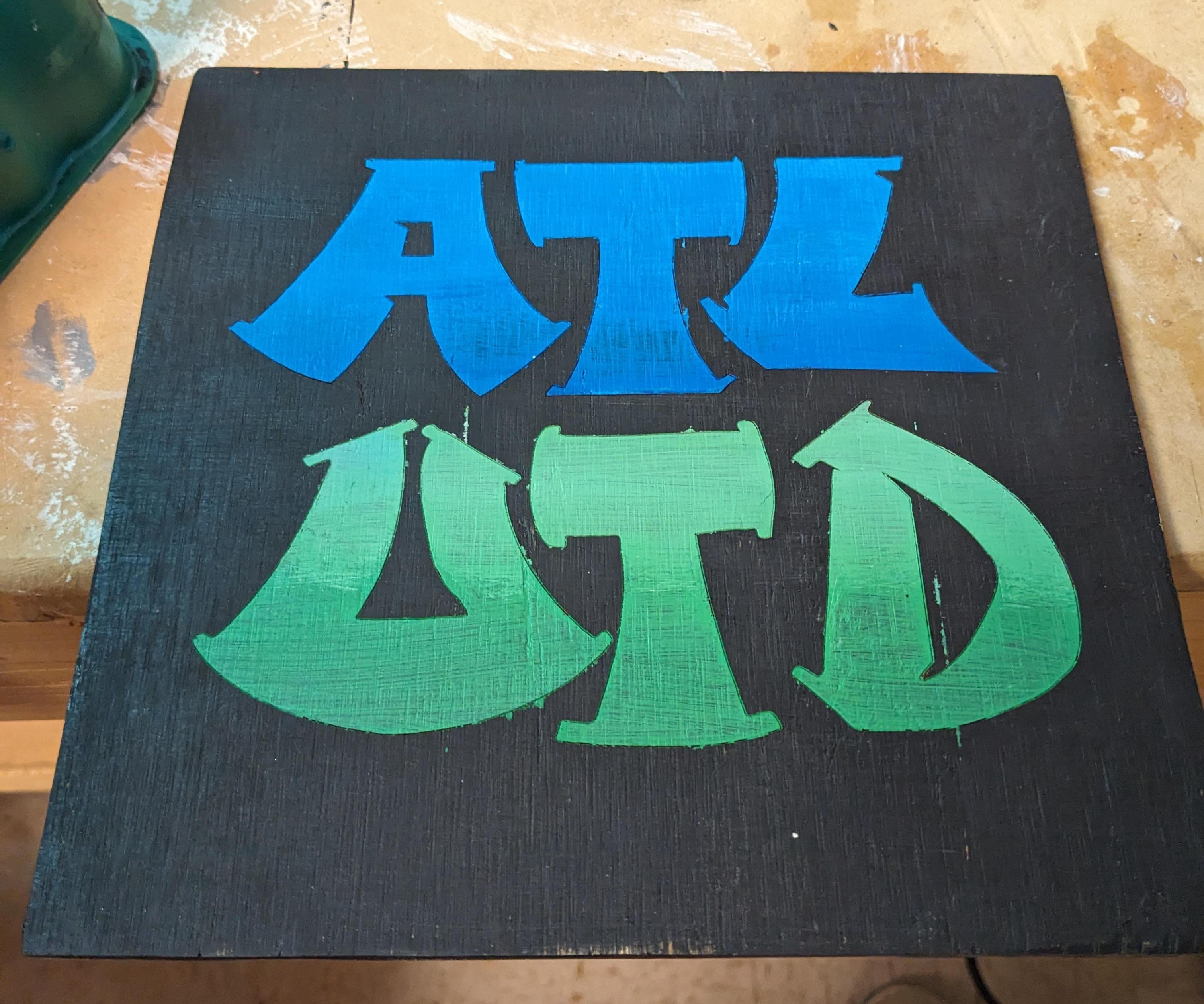 Lasercut Engraving of Atlanta United (ATL UTD) 404 Drop Made Out of Wood