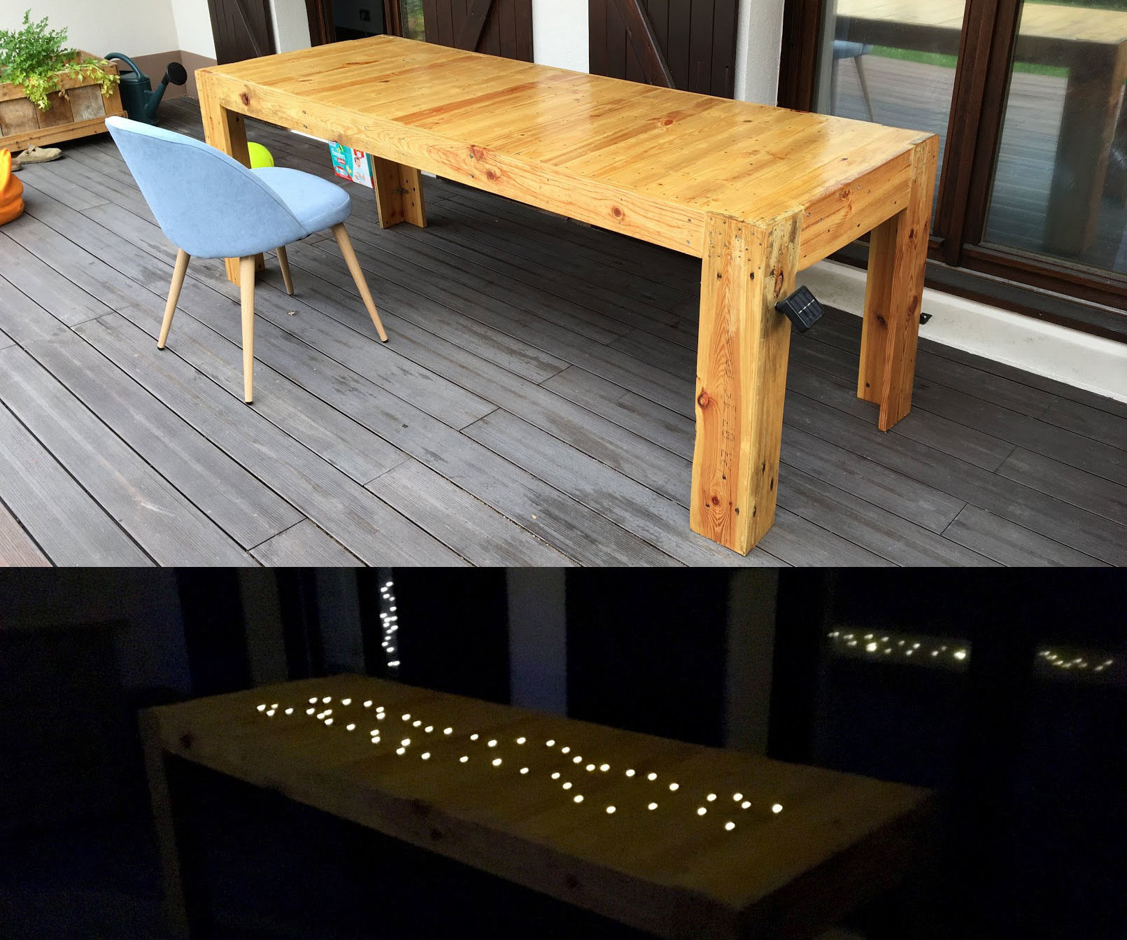 Pallet Dining Table With Solar Lights