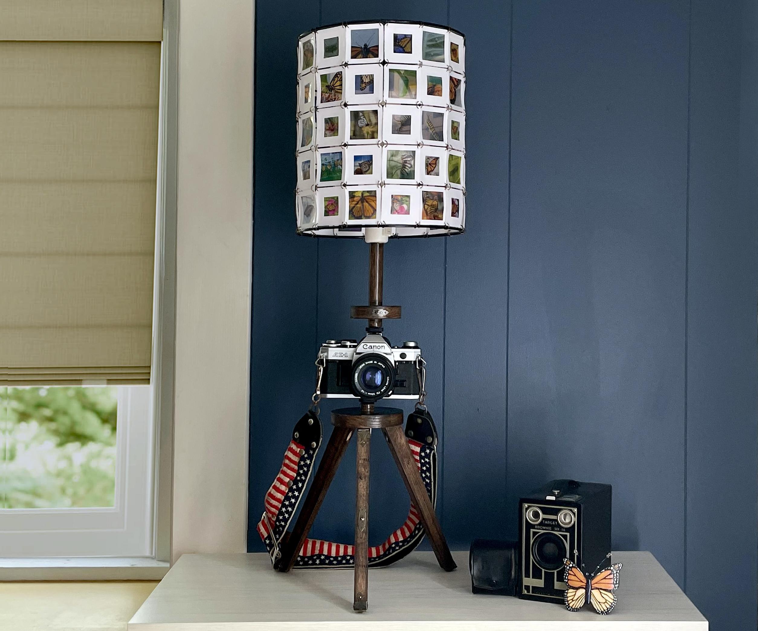 Vintage Camera Lamp With DIY 35mm Slide Shade