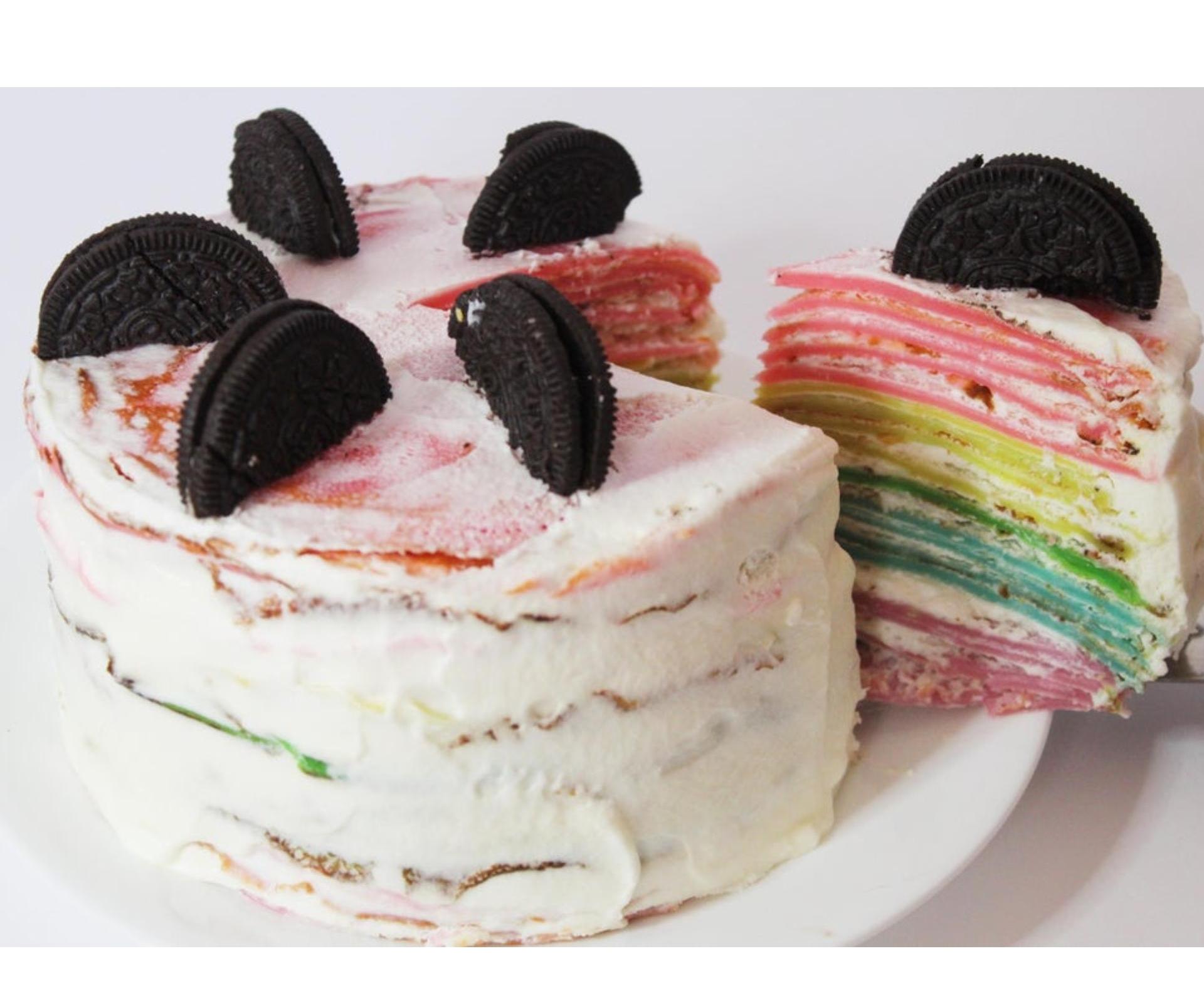 Eggless Rainbow Crêpe Cake