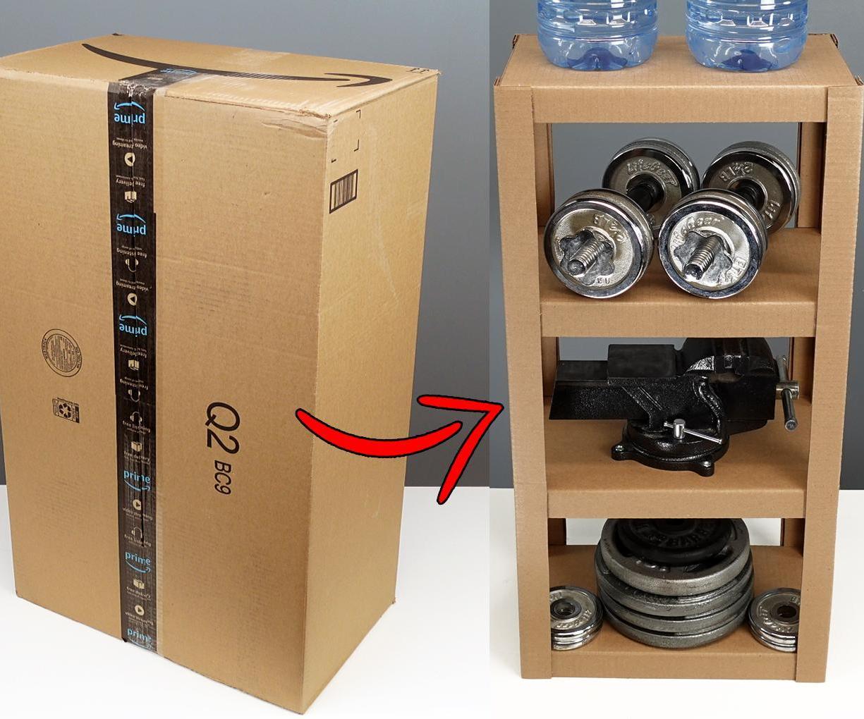Cardboard Storage Shelf From Single Box