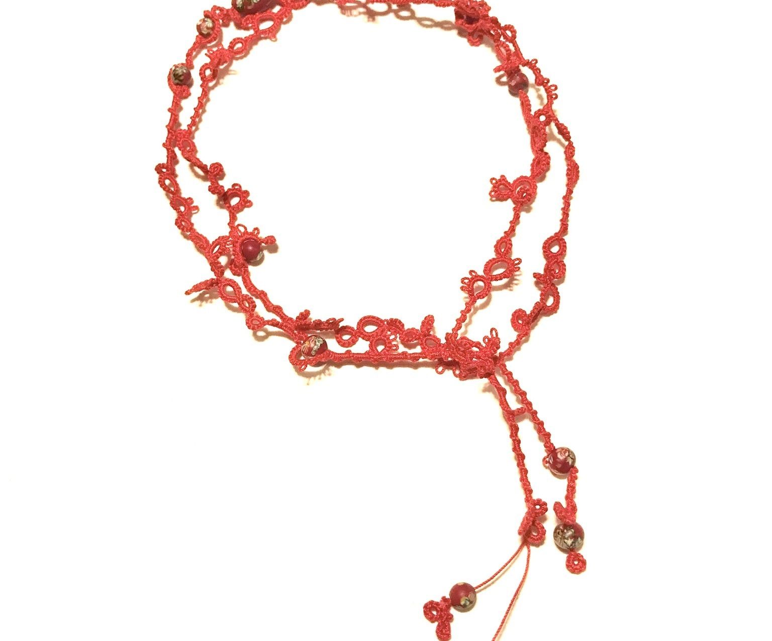 Necklace of Knots and Vintage Painted Beads