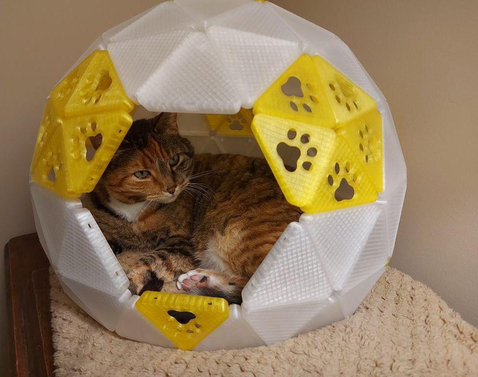 Geodesic Dome Cat House - 3D Printed