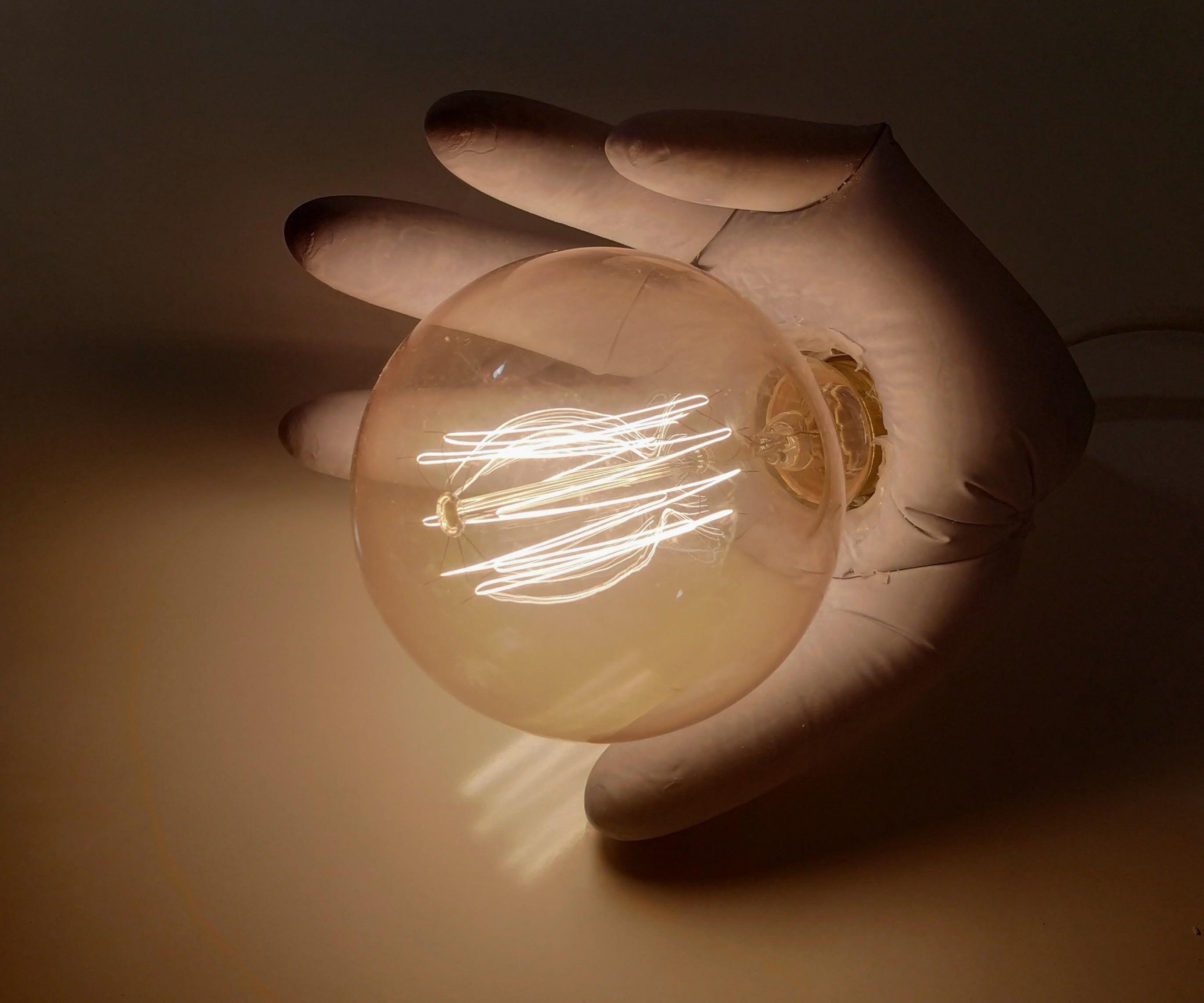 Blue Concrete Hand - Table Lamp