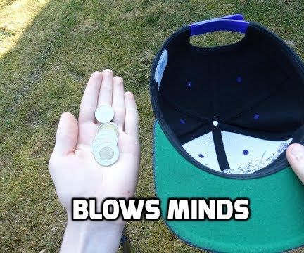 How to Do Crazy Magic Coin Trick With Coins and a Hat!