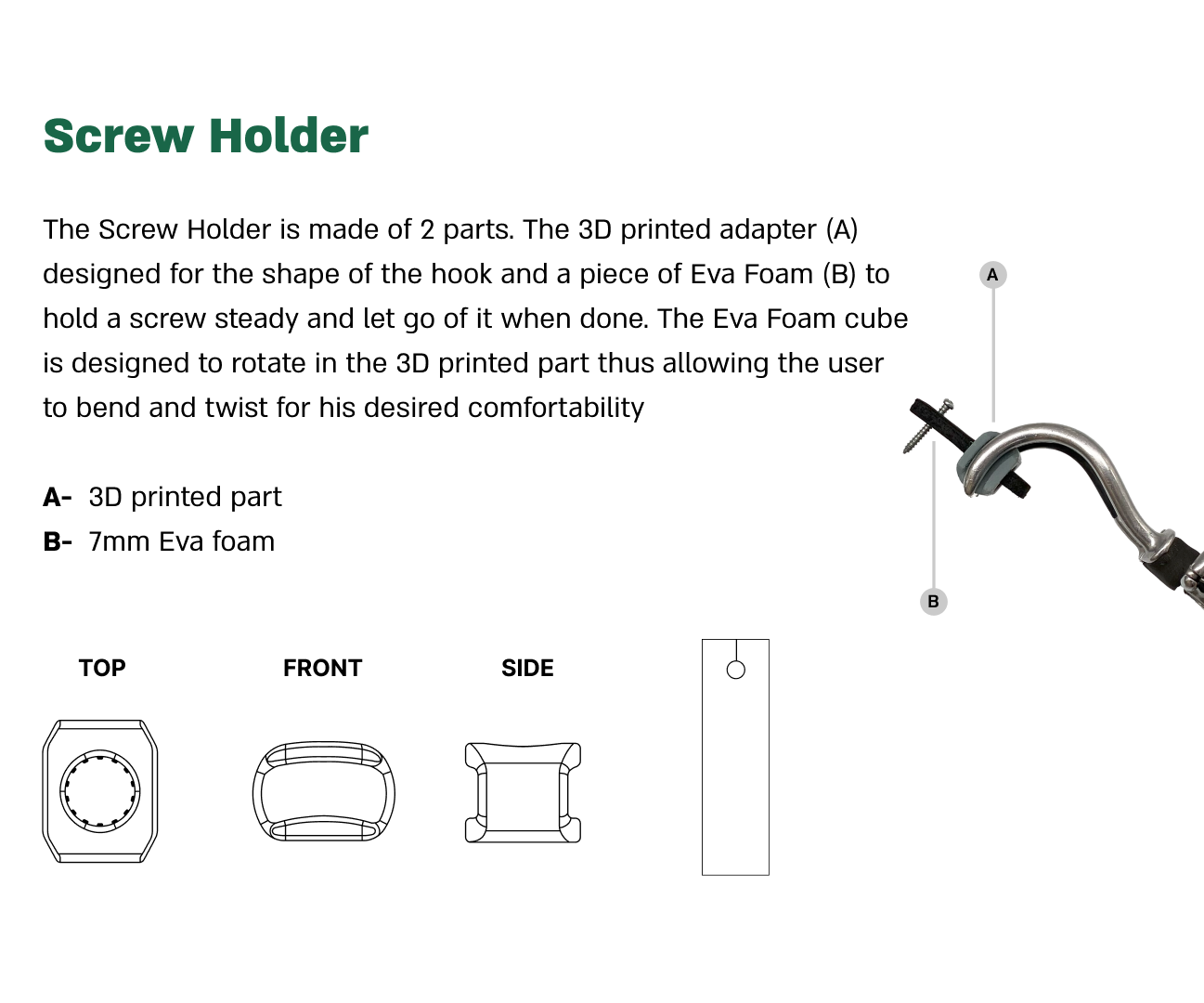 Screw Holder for Hosmer Hook Users