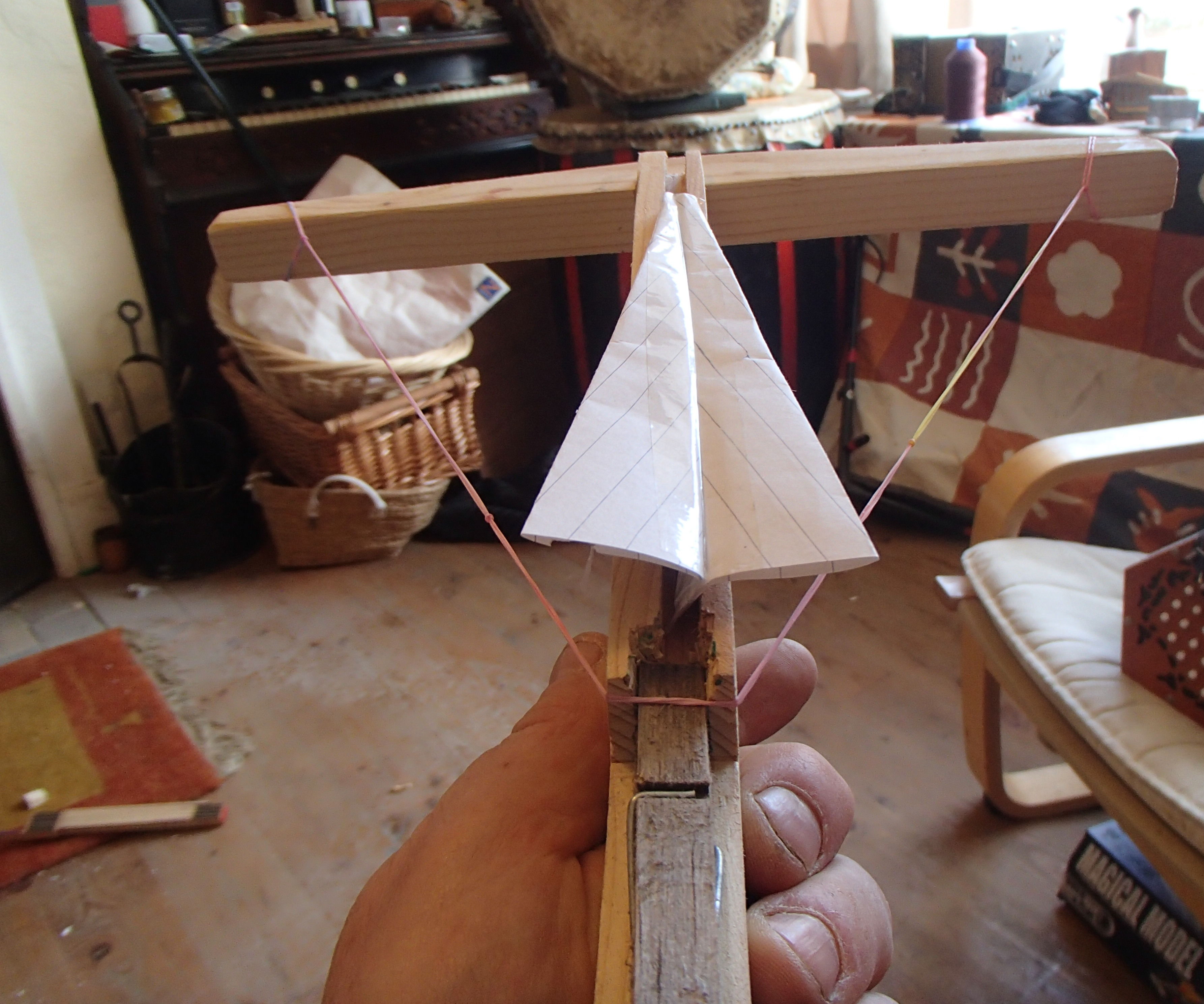 Crossbow Paper Dart Launcher (The NERF Gun of the 1960s) New Revision, Now Usable With Ordinary Paper Darts