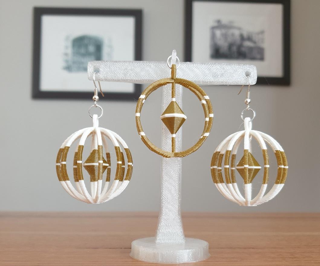 3d Printed Earrings and Pendant Set (designed in Tinkercad)