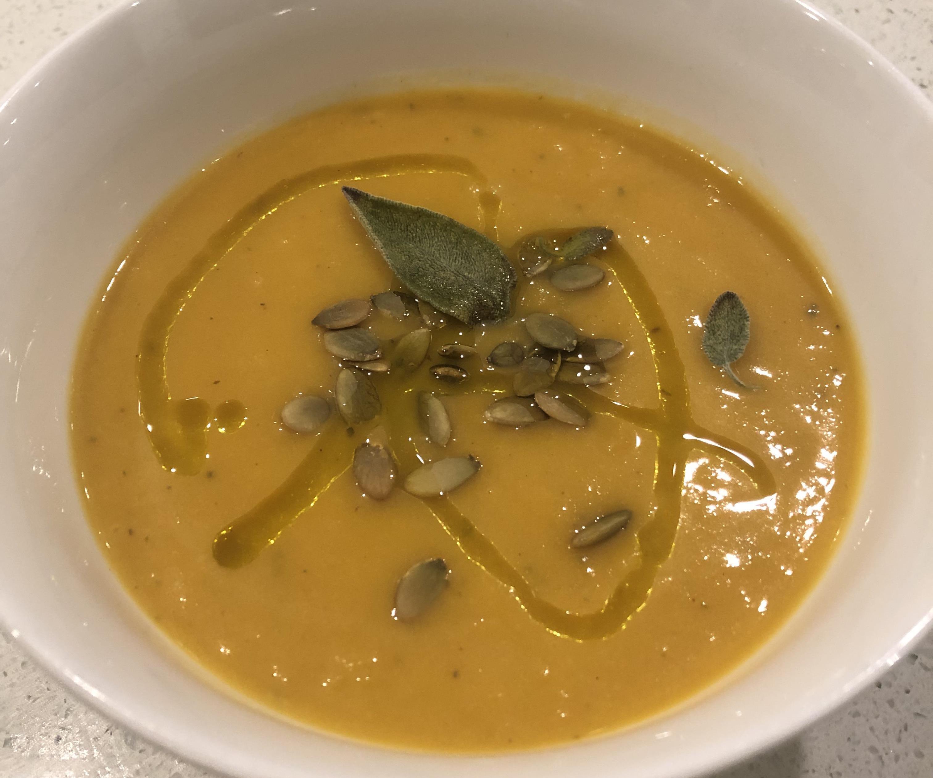 Roasted Apple Squash Soup in One Pot With Sage